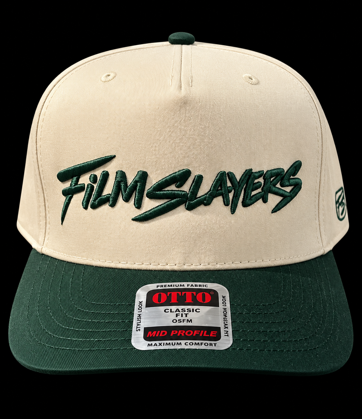 The Benjamin Film Slayers hat, forest green and cream snapback