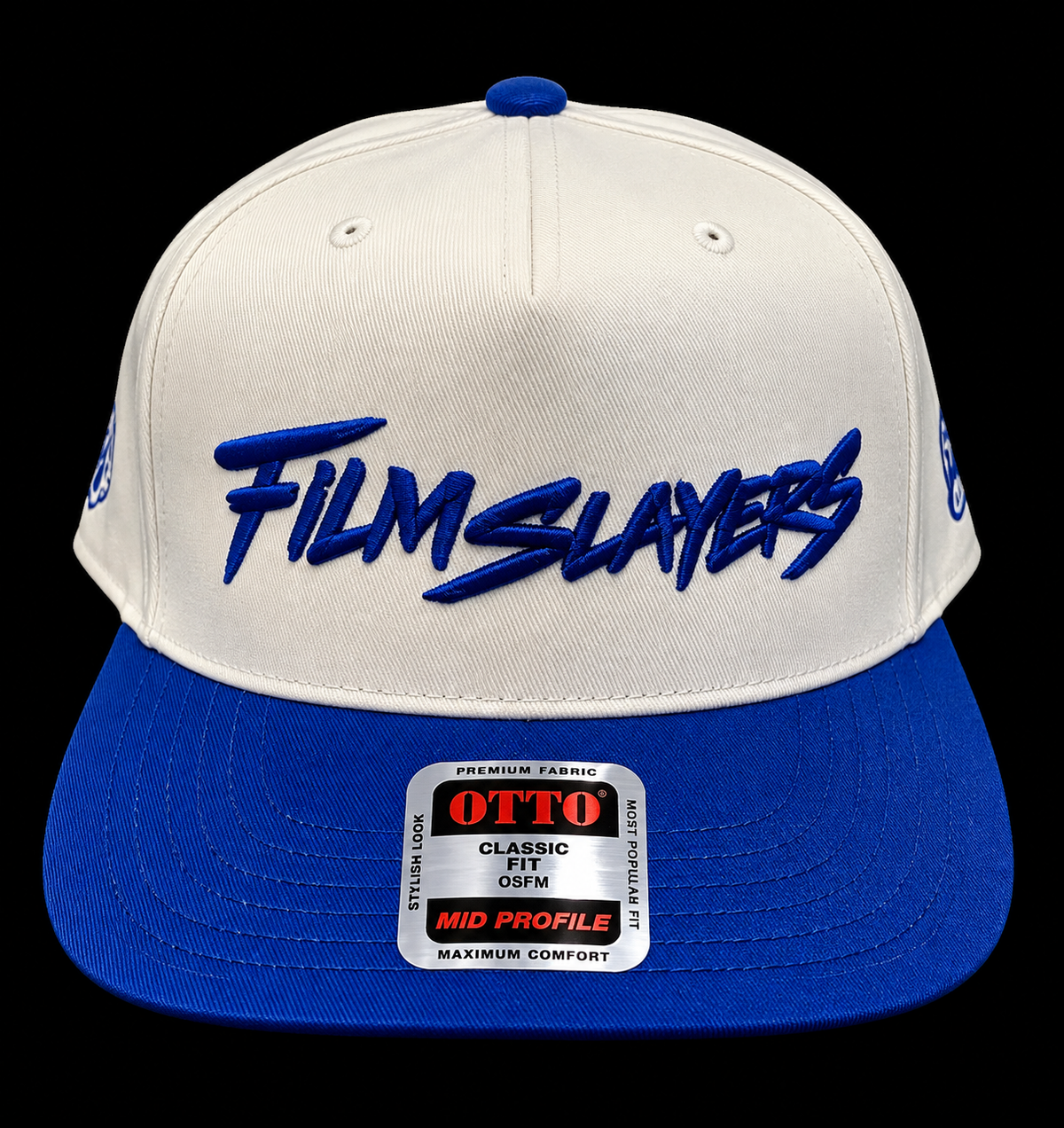 Nitro Blue Film Slayers hat, bright blue and cream snapback