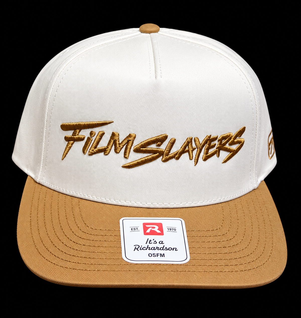 Gold Standard Film Slayers hat, black, gold and cream snapback