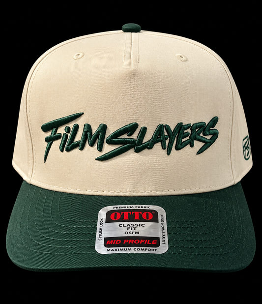 The Benjamin Film Slayers hat, forest green and cream snapback